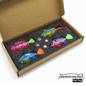 BlackHole Litter Mat Interactive Swimming Flashing Robot Fish Toy 4-pack